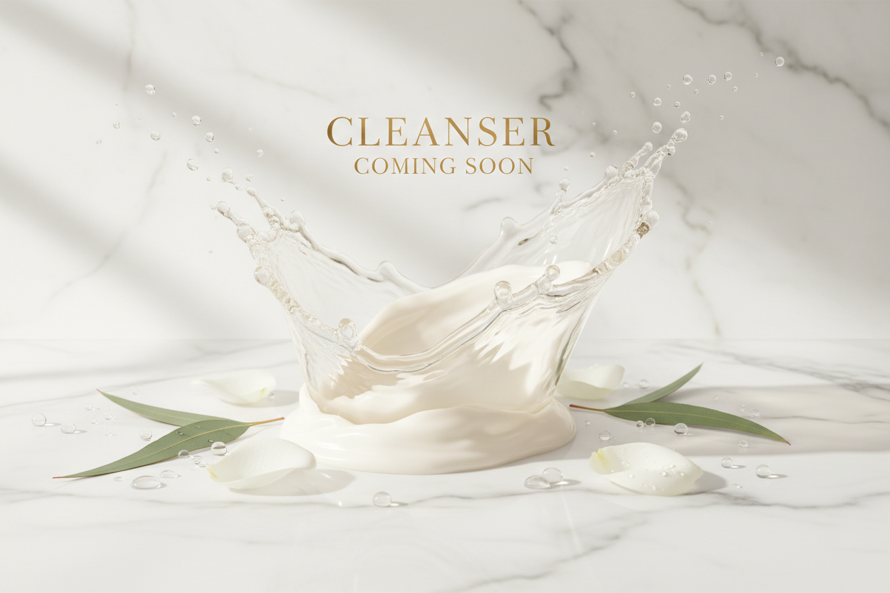 no bottles or products and put cleanser coming soon in a attractive way to attract customers